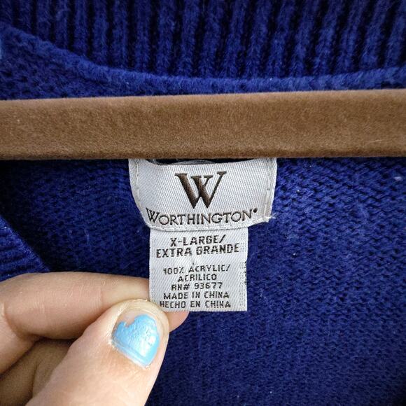 Worthington Short Sleeve Knit Cardigan size X-Large Office Workwear Warm Chunky - Picture 2 of 6